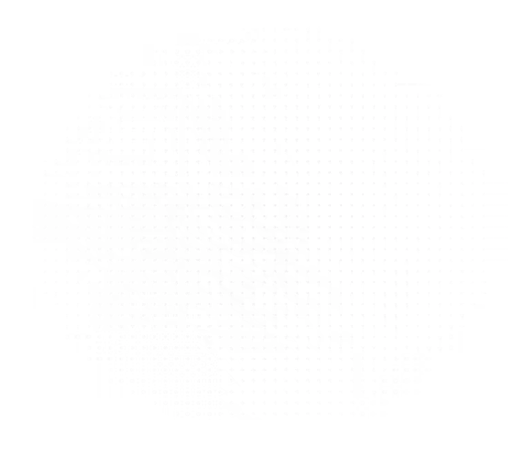 Abstract black-and-white depiction of a face with geometric grid patterns in a circular area.